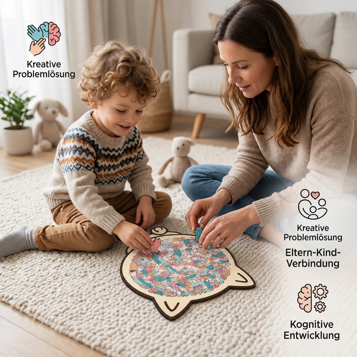 Holzpuzzle in Katzenform