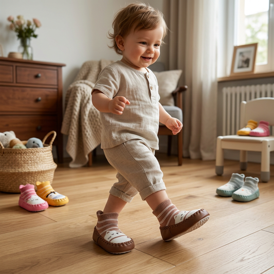 Atmungsaktive Babysocken – Rutschfeste Laufsocken mit weicher Sohle für Säuglinge und Kleinkinder