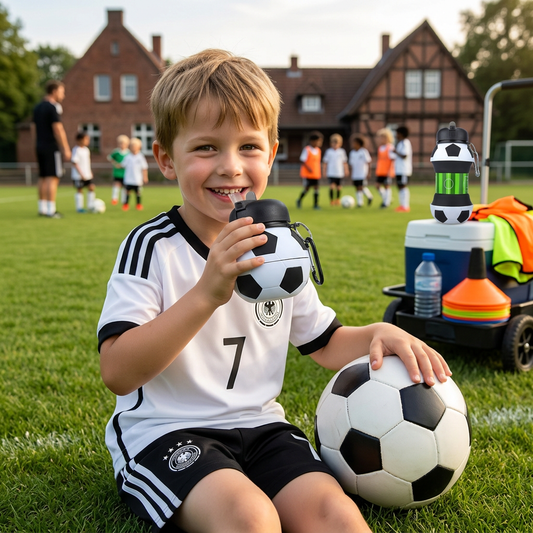 Faltbare und strapazierfähige Fußball-Trinkflasche aus Silikon