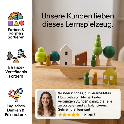 Montessori Balance-Wippe mit Holzsteinen