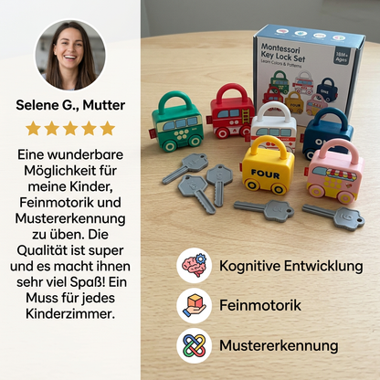 Montessori-Schlüssel-Schloss-Spiel – Lernspielzeug mit Mustern und Farben