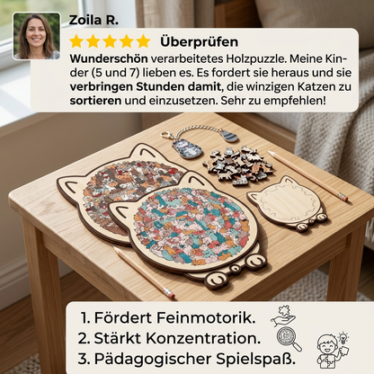 Holzpuzzle in Katzenform