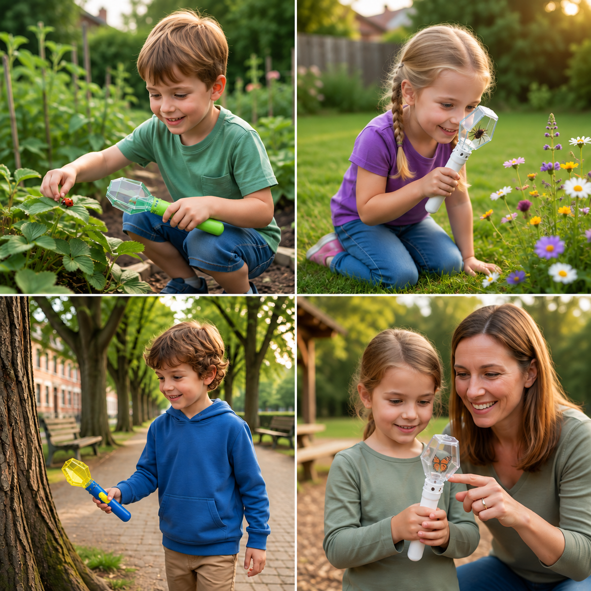 Insektenfanger für Kinder mit 6-facher Lupe – Hilfsmittel zur Insektenbeobachtung für Entdeckungen im Freien