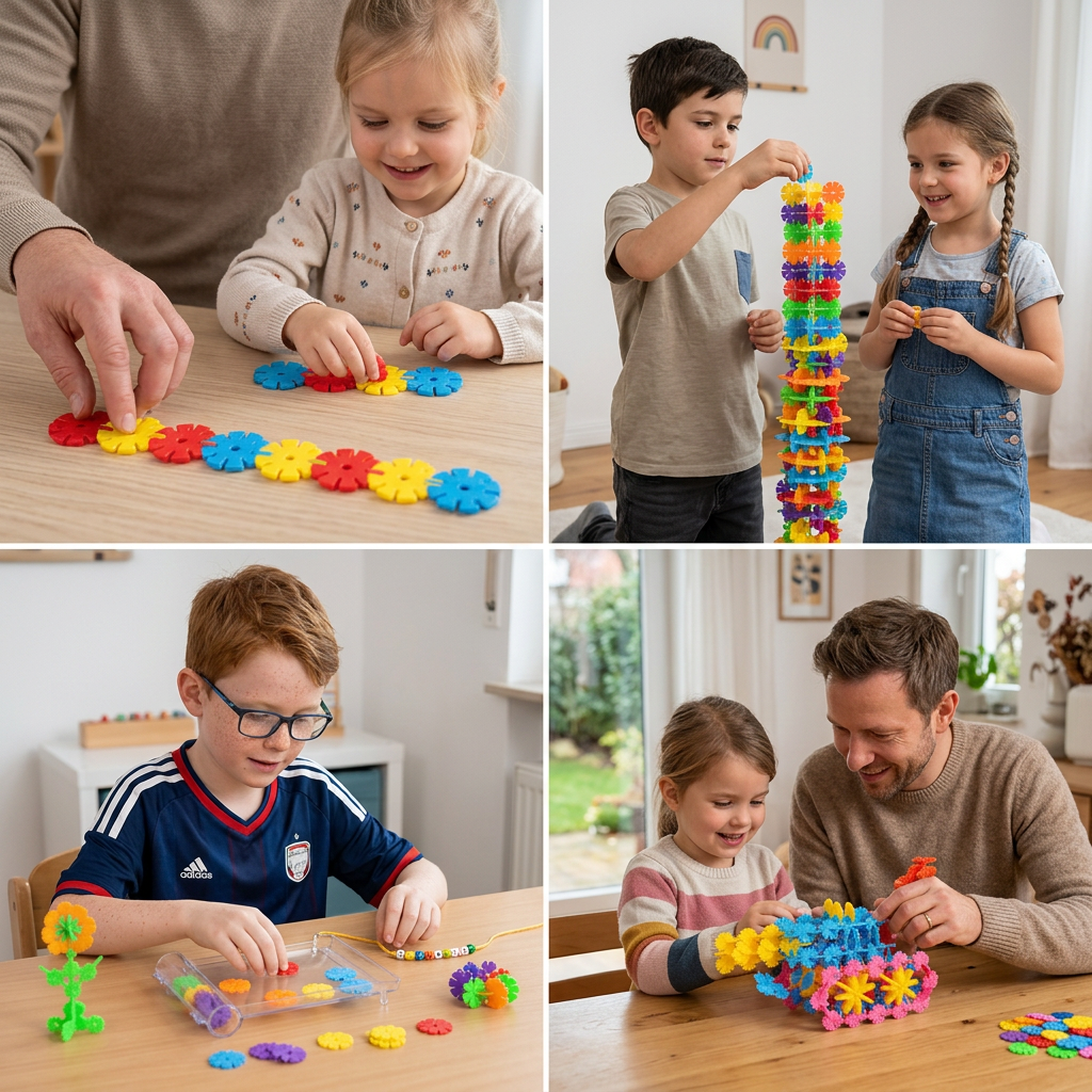 Schneeflockenförmige Montessori-Bausteine