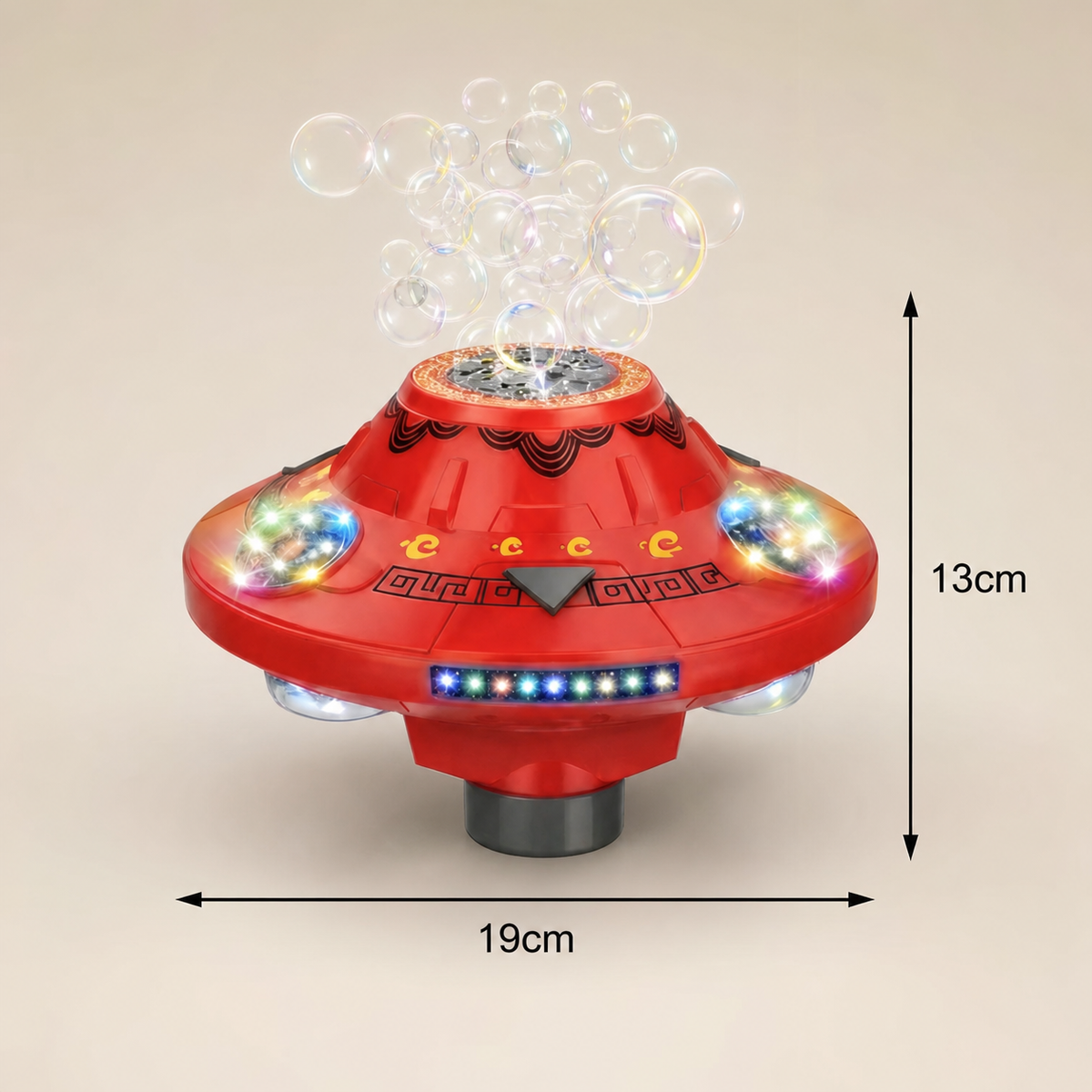 Leuchtende UFO-Seifenblasenmaschine für Kinder – Wiederaufladbarer Blasen Kreisel mit Lichteffekten