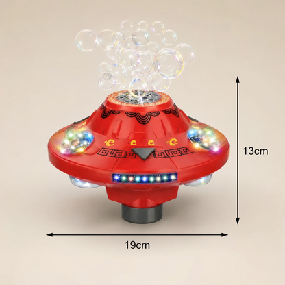 Leuchtende UFO-Seifenblasenmaschine für Kinder – Wiederaufladbarer Blasen Kreisel mit Lichteffekten