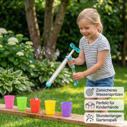 Kinder Wasser Spritz Blaster – Handliches Zieh-Spritz Spielzeug für draußen