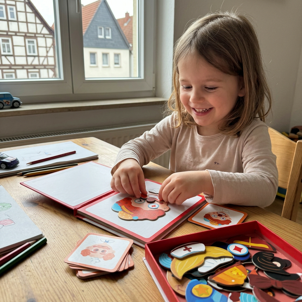 Lernpuzzle für Kinder zum Erkennen von Gesichtsausdrücken