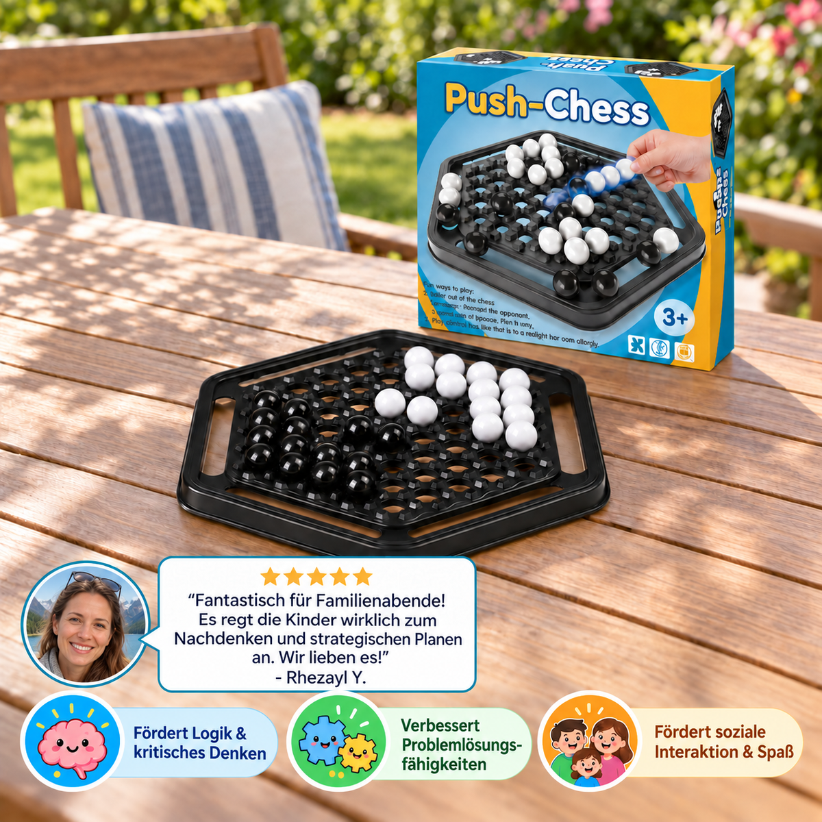Push-Schach Familienspiel – Interaktives Logik- und Denkspiel für Kinder