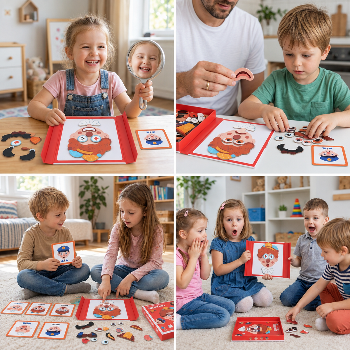 Lernpuzzle für Kinder zum Erkennen von Gesichtsausdrücken