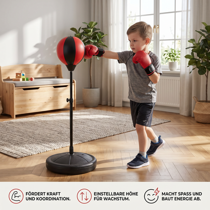 Kinder Box-Set mit Standboxsack & Handschuhen – Höhenverstellbares Boxtraining für Kinder (3–8 Jahre)