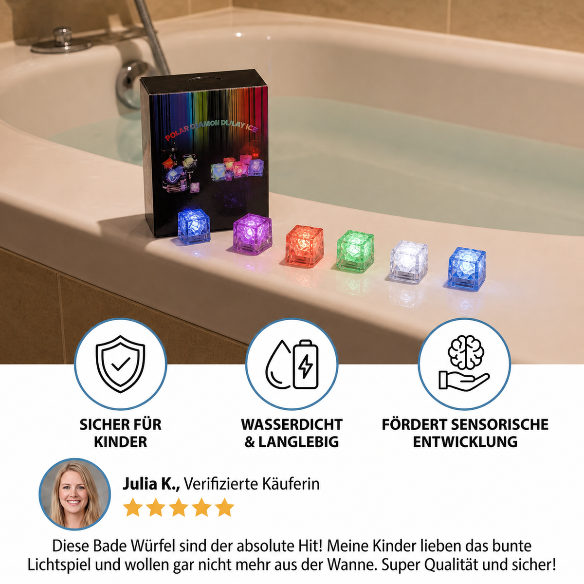 Aufleuchtende Bade Würfel Spielzeug  für Kinder 6er Set