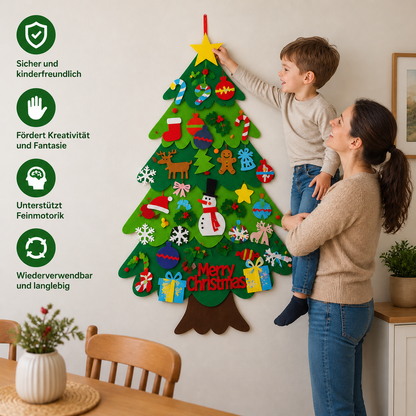 DIY-Filz-Weihnachtsbaum für Kinder mit dekorativen Anhängern