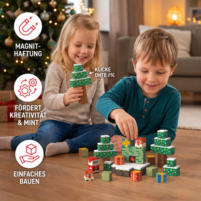 54-teiliges Weihnachts-Magnetbausteinset – Festliches MINT-Konstruktionsspielzeug