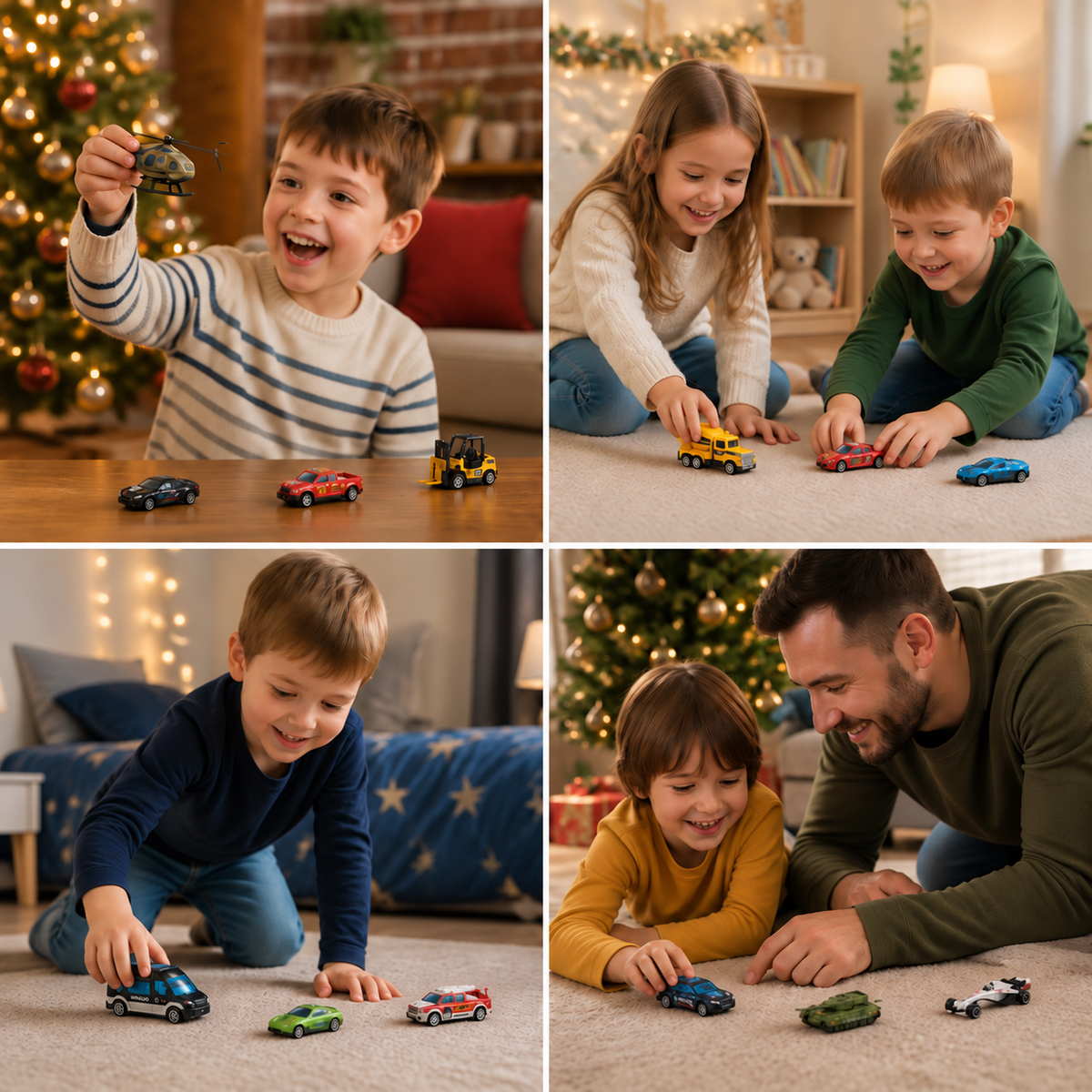 Weihnachts-Adventskalender mit Druckgussautos für Kinder