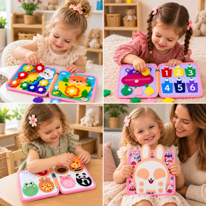 Montessori-Tast- & Fühl-Sensorik-Busy-Book für Kleinkinder