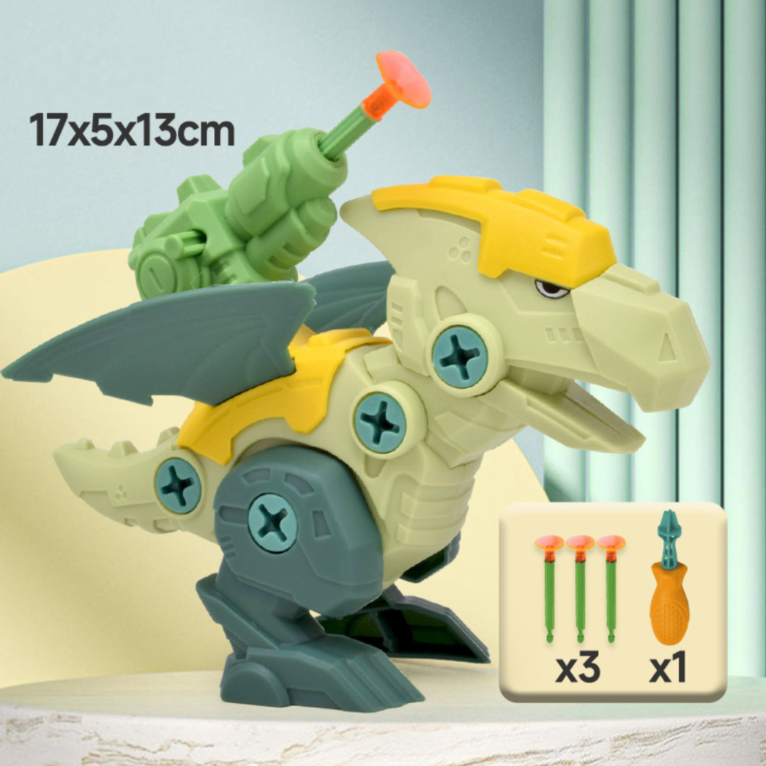 Dinosaurier-Schraubset mit Saugnapf-Kanone