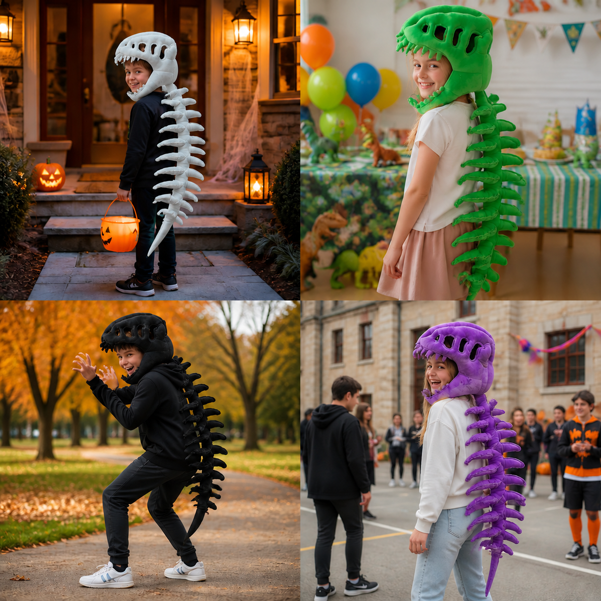 Lustiges Dinosaurier-Skelett-Plüschkostüm