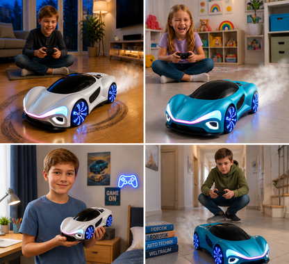 Leuchtendes RC-Driftauto mit Sprüheffekt & Ladestation