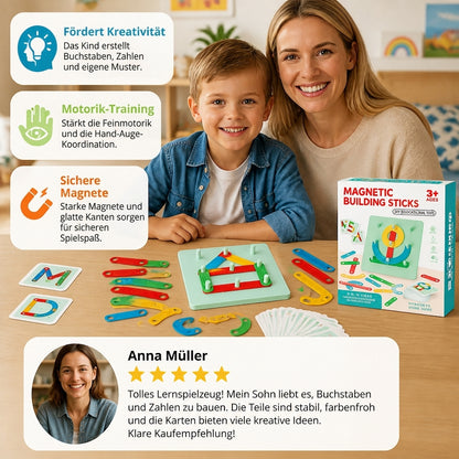 Lernspiel-Bausatz mit magnetischen Buchstaben und Zahlen