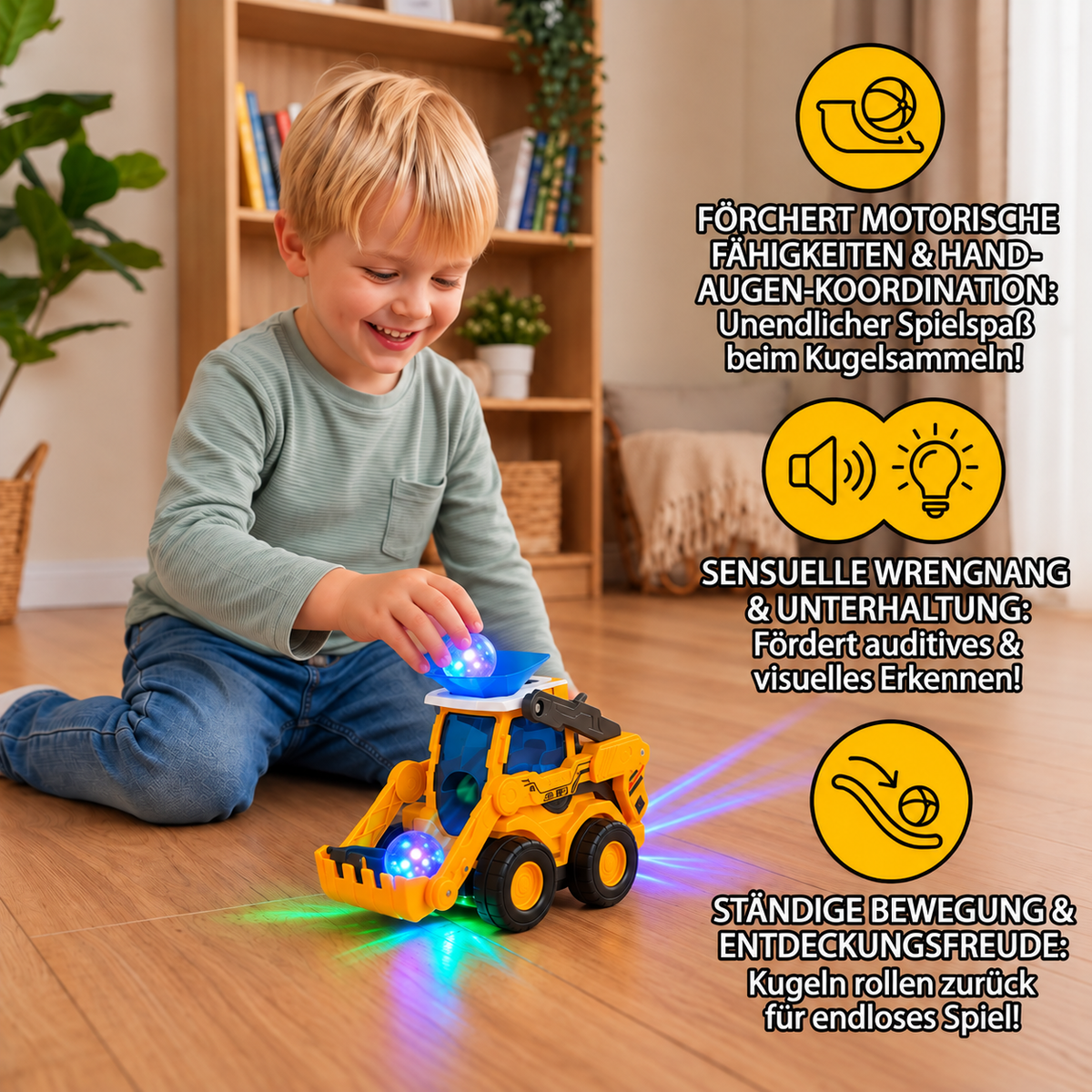 Musikalischer Leucht-Bagger mit automatischer Ball-Schaufelfunktion