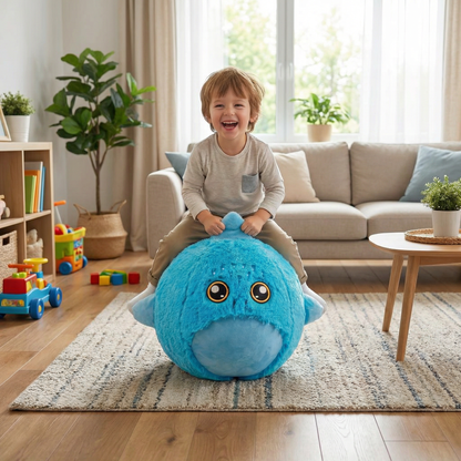Aufblasbares Hüpf-Tier aus Plüsch – Kinder Springtier zum Spielen