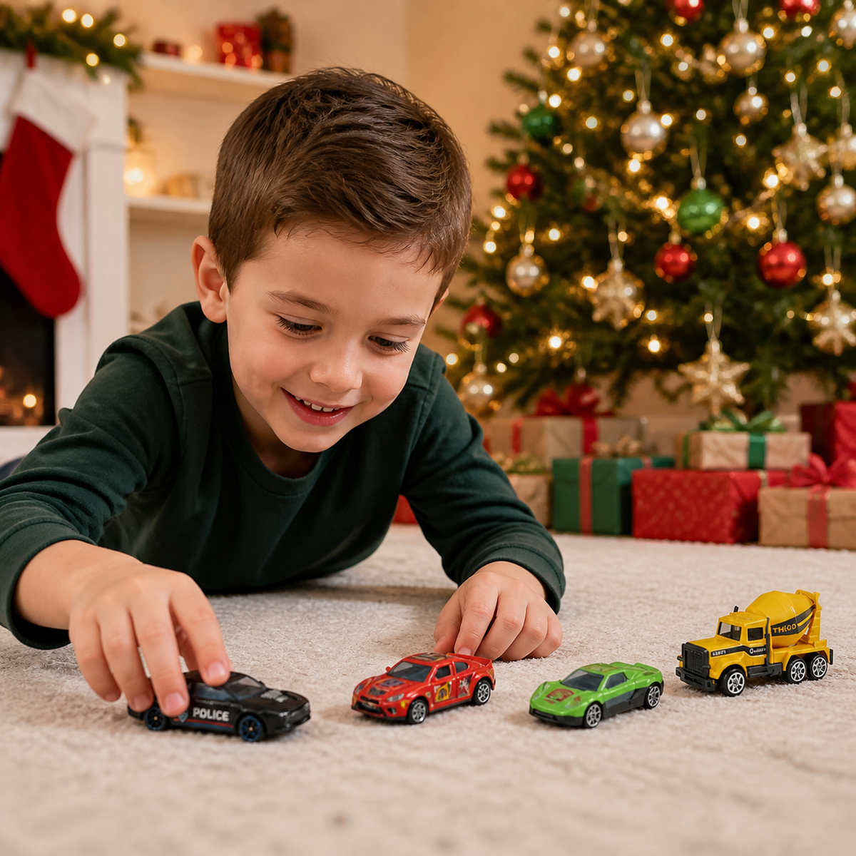 Weihnachts-Adventskalender mit Druckgussautos für Kinder
