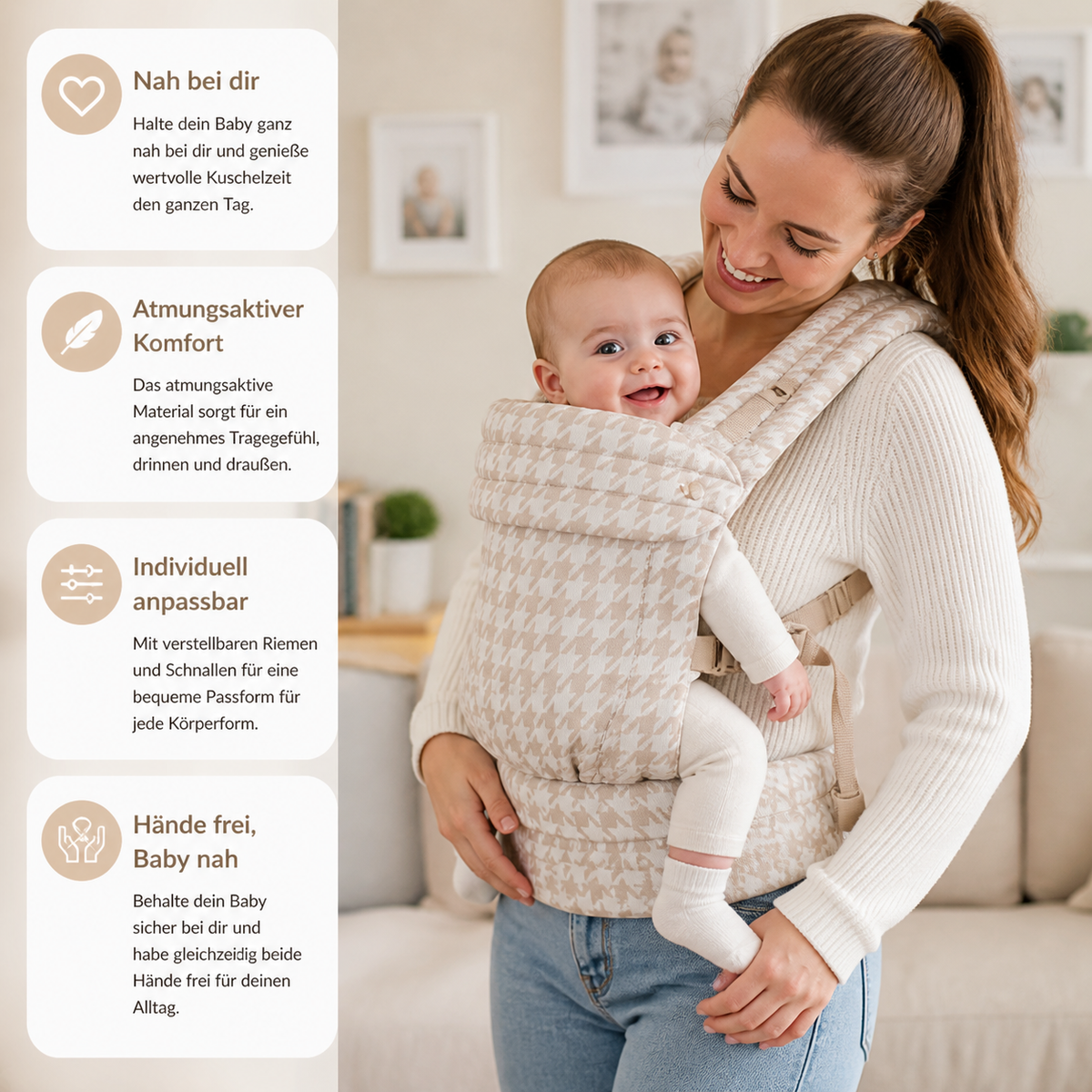 Ergonomische Babytrage – Atmungsaktiv & verstellbar