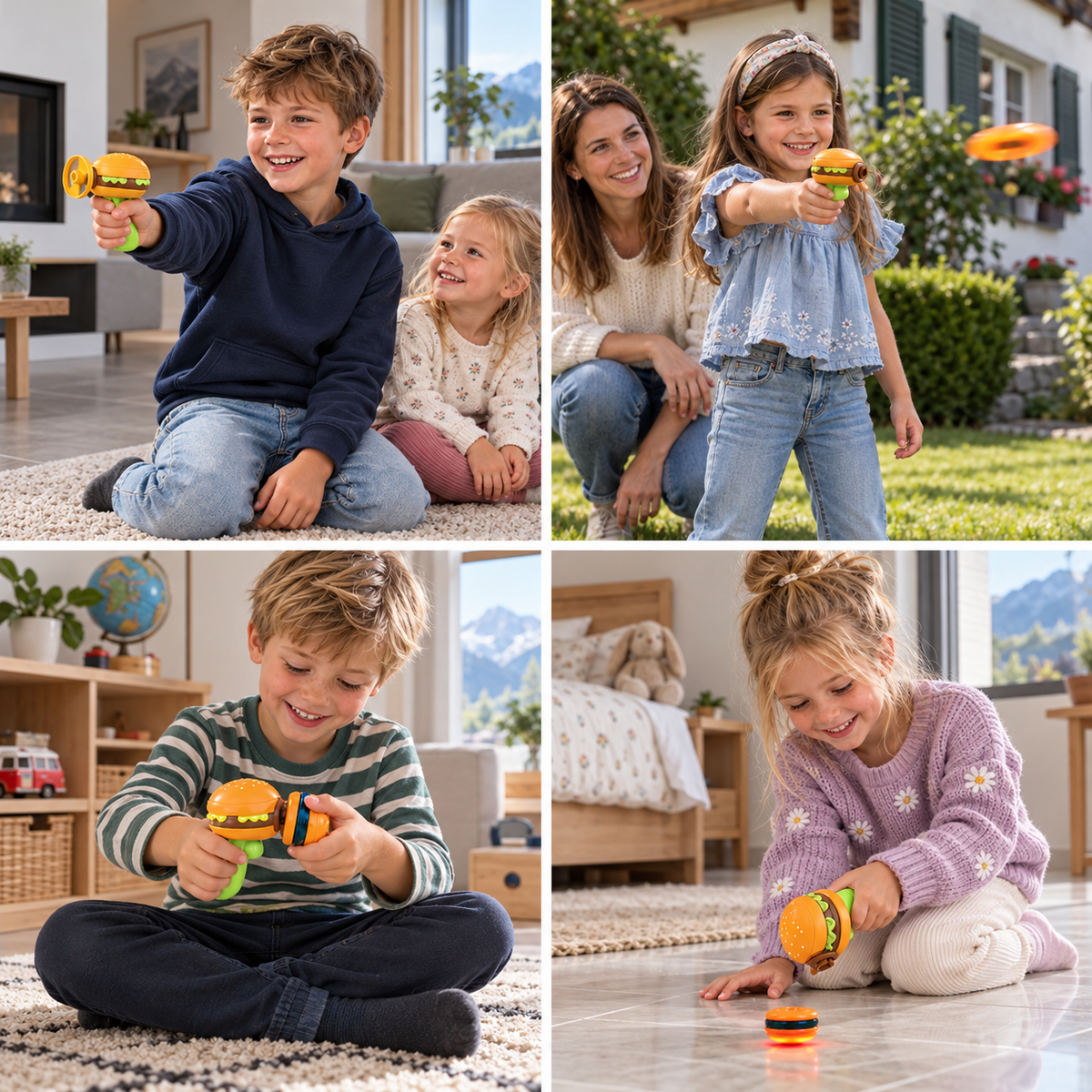 2-in-1 Kreisel & fliegender Spinner mit Starter für Kinder