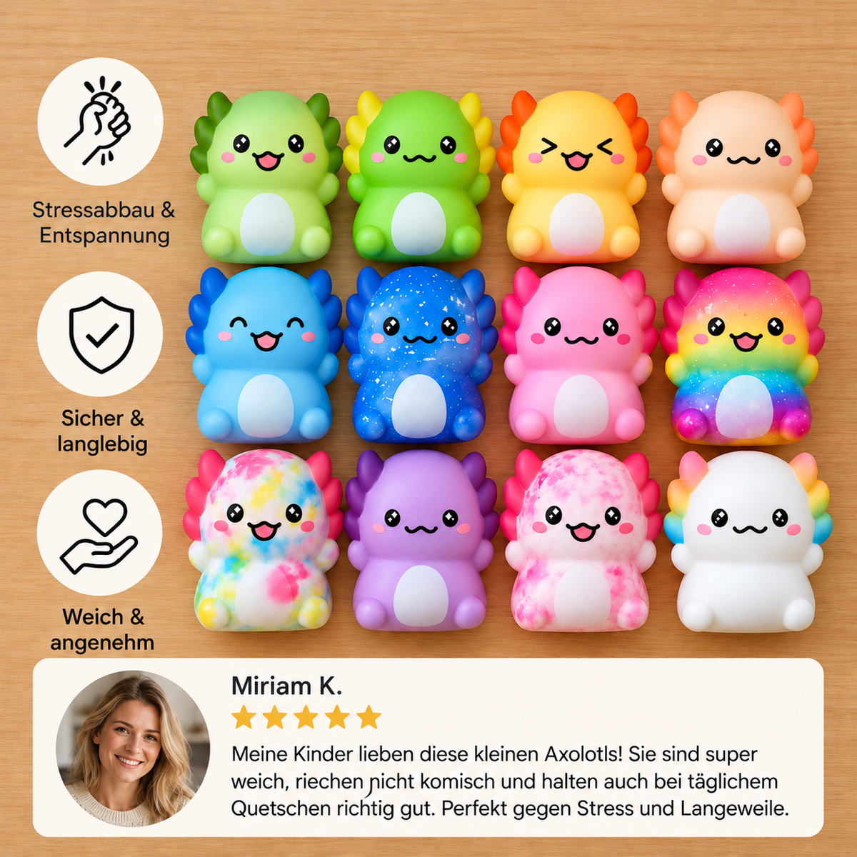 12er-Pack weiche Axolotl-Squishies – Anti-Stress-Spielzeug