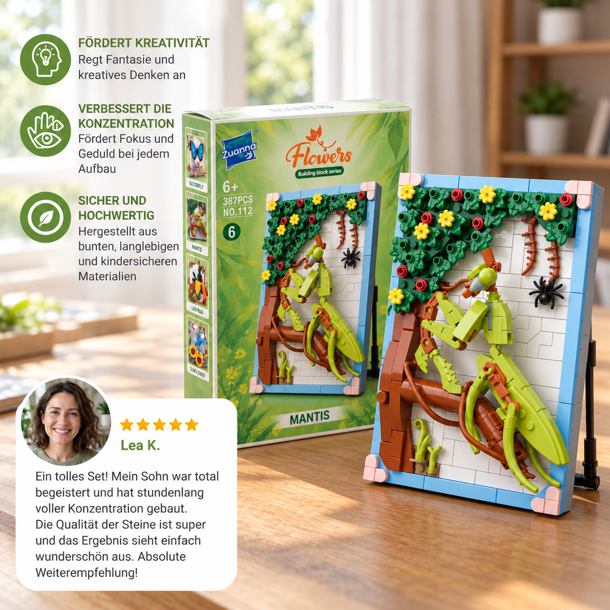 DIY-3D-Naturrahmen-Bausteinset – Blumen & Insekten