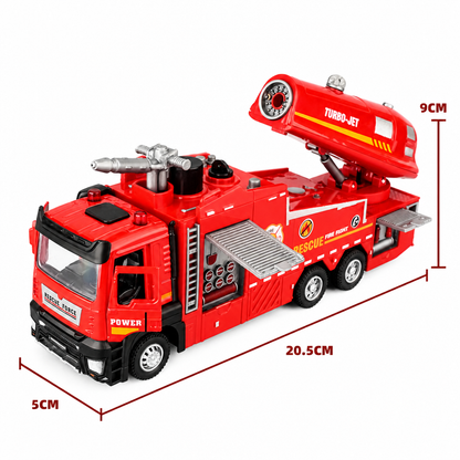 Feuerwehrauto mit Rückziehmotor, Wassersprühfunktion, Licht & Sound