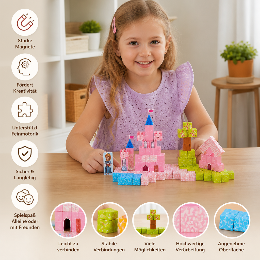Montessori-Prinzessinnen-Traumschloss-Magnetbausteinset