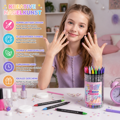 12-Farben-Nail-Art-Stifte-Set mit Doppelspitze – Für feine Details & kreative Designs