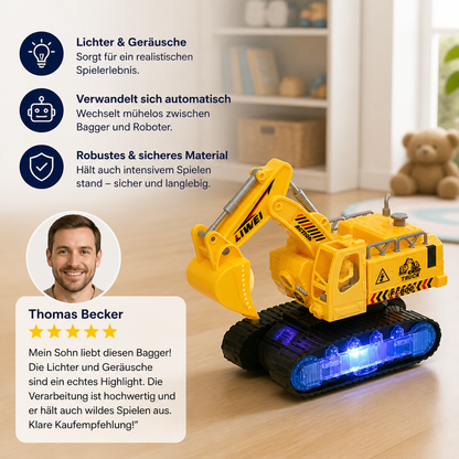 Elektrischer Verwandlungs-Roboter-Bagger mit Licht & Sound