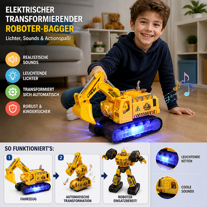 Elektrischer Verwandlungs-Roboter-Bagger mit Licht & Sound