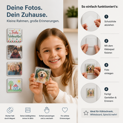 Klare magnetische Acryl-Fotorahmen mit selbstklebender Rückseite