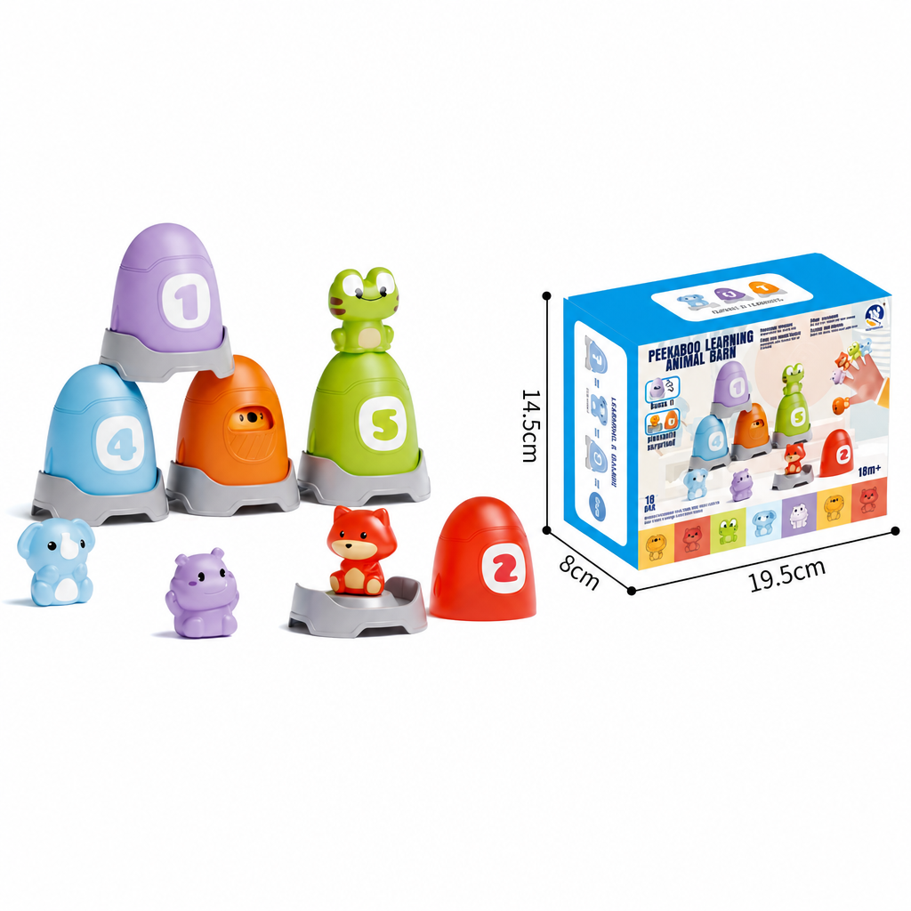 Montessori-Fingerpuppen-Set aus weichem Gummi mit Bauernhoftieren zum Farben-Sortieren & Zahlenlernen