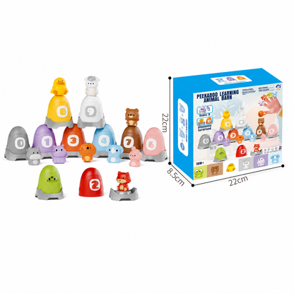 Montessori-Fingerpuppen-Set aus weichem Gummi mit Bauernhoftieren zum Farben-Sortieren & Zahlenlernen