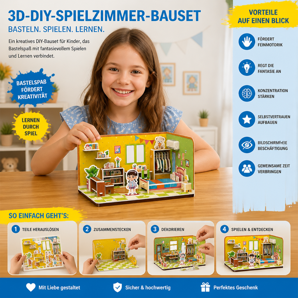 3D-DIY-Spielzimmer-Bauset – Pädagogisches Puzzle- & Bastelset