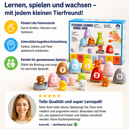 Montessori-Fingerpuppen-Set aus weichem Gummi mit Bauernhoftieren zum Farben-Sortieren & Zahlenlernen