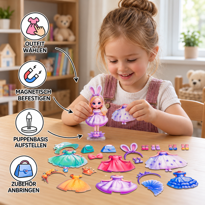 Magnetisches Ankleidepuppen-Set mit austauschbaren Outfits