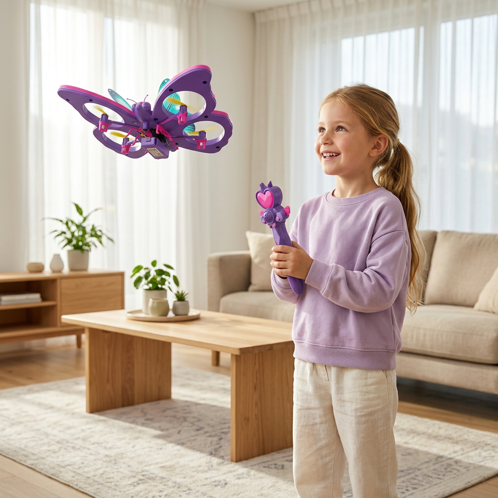 Magisches leuchtendes Schmetterlings-Quadcopter-Spielzeug mit Zauberstab-Steuerung