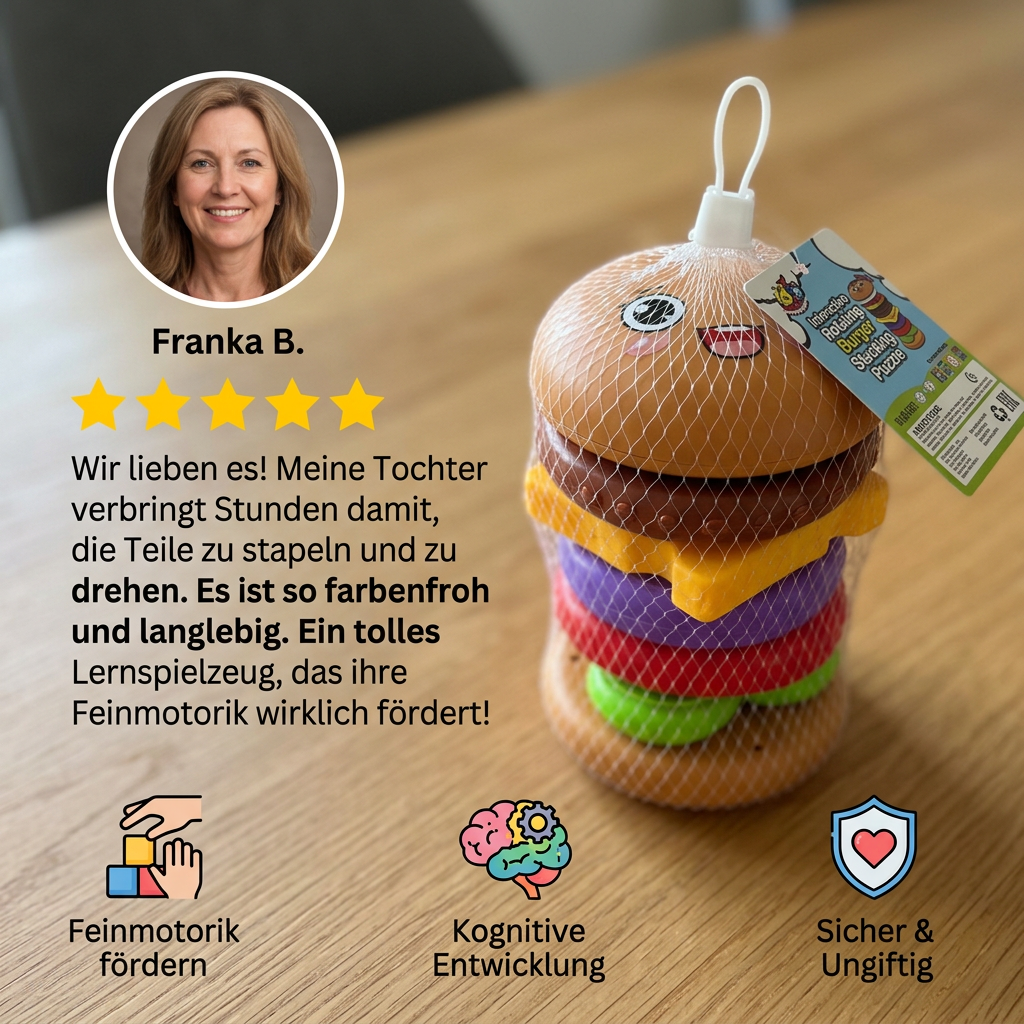 Interaktives rotierendes Burger-Stapelspiel