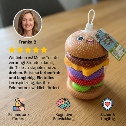 Interaktives rotierendes Burger-Stapelspiel