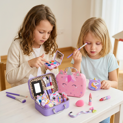 Umweltfreundliches & leicht abwaschbares Prinzessinnen-Make-up-Set für Kinder mit Kosmetiktasche