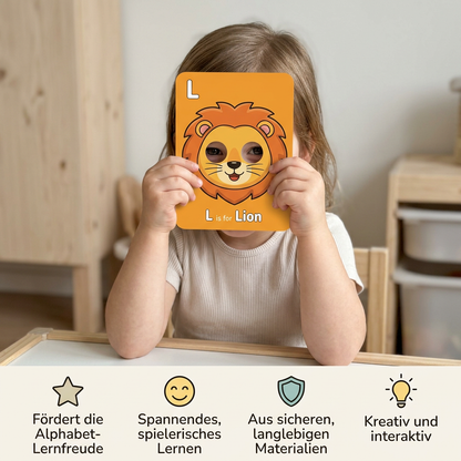 Lernkarten mit Alphabet und Tiermotiven