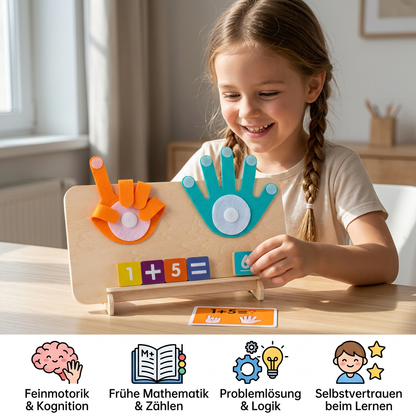 Montessori-Lernspiel für Mathematik mit Fingerübungen