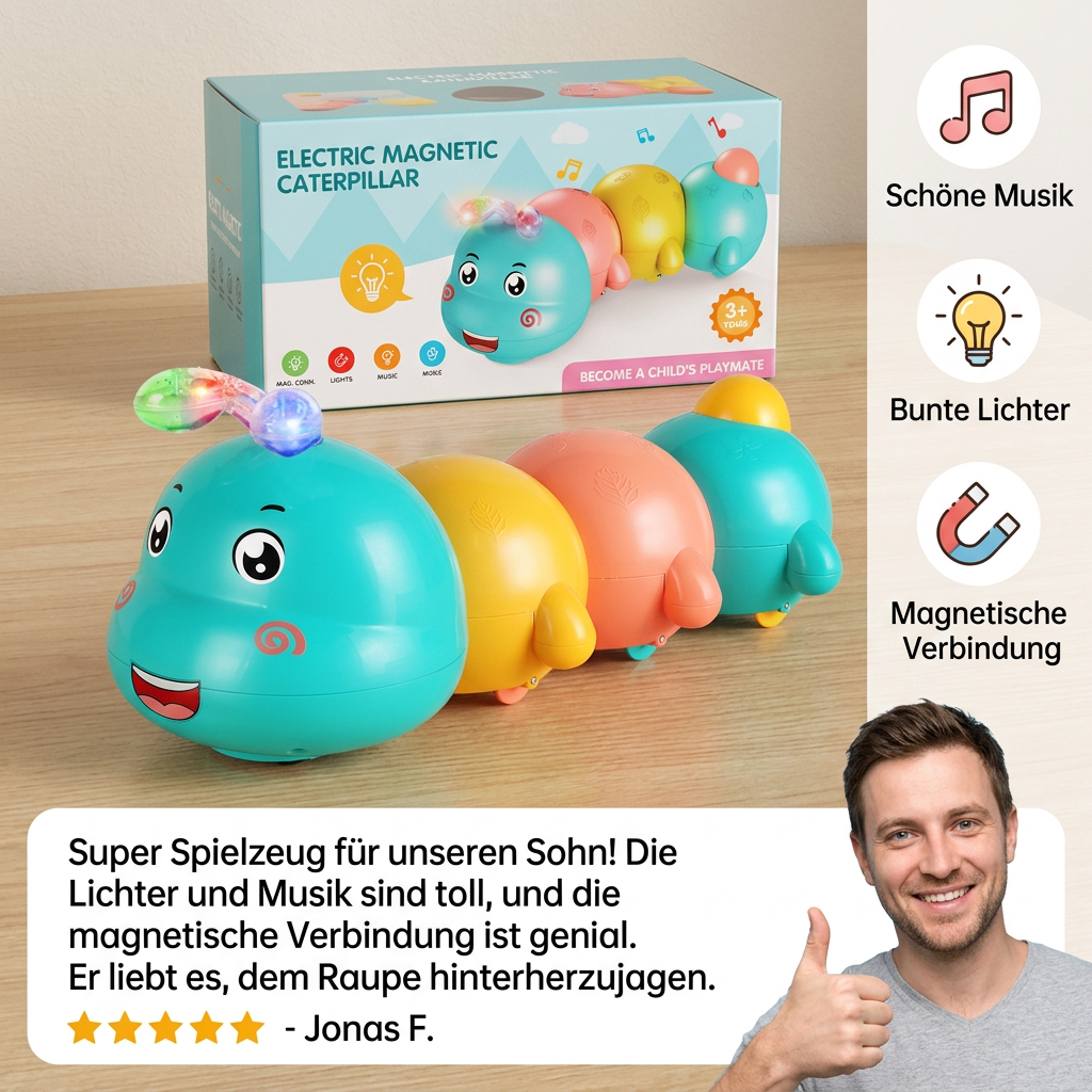 Teilbare magnetische Raupe – Krabbelspielzeug für Kinder