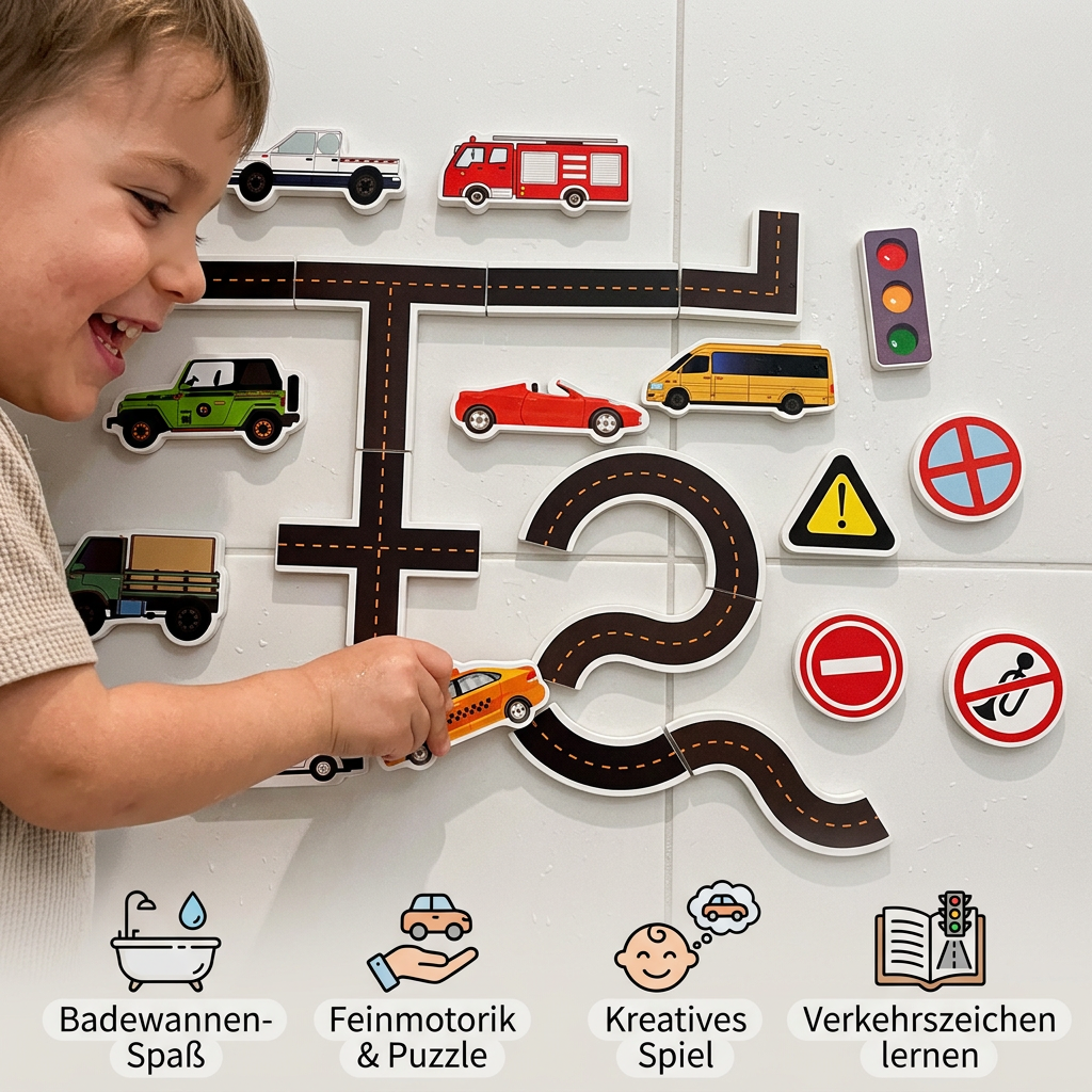 Selbstklebende Straßen & Auto-Badespielzeug